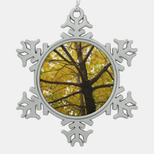 Ornement Flocon De Neige Paire d'érables jaunes Automne Nature