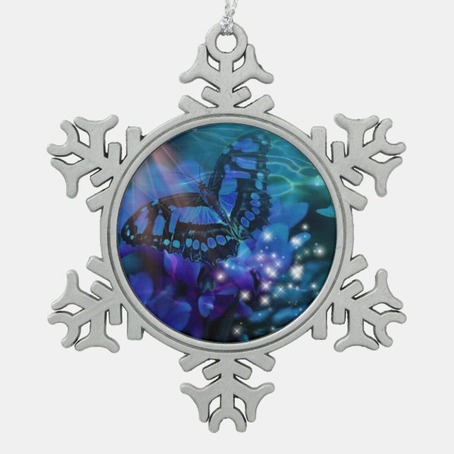 Ornement Flocon De Neige Papillon bleu magique (Devant)