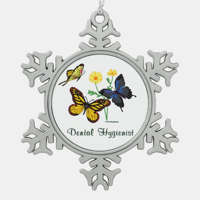 Ornement Flocon De Neige Papillons hygiénistes dentaires (Devant)