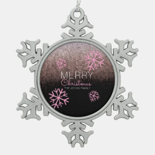 Ornement Flocon De Neige Parties scintillant de Noël Pink Snowflakes