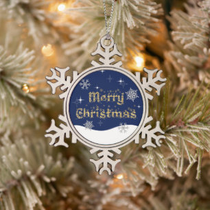 Ornement Flocon De Neige Parties scintillant de Noël simple et élégante