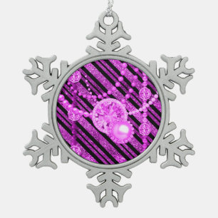 Ornement Flocon De Neige Parties scintillant et bijoux roses Faux Pewter Sn