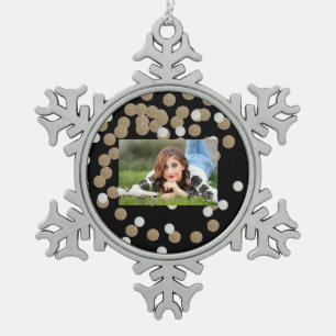 Ornement Flocon De Neige parties scintillant minimaliste Champagne noir con