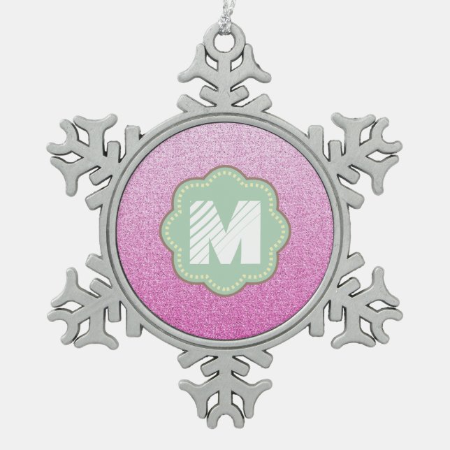 Ornement Flocon De Neige Parties scintillant rose Faux (Devant)