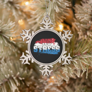 Ornement Flocon De Neige Pas de stress - Rouge Blanc Bleu Positif Esprit