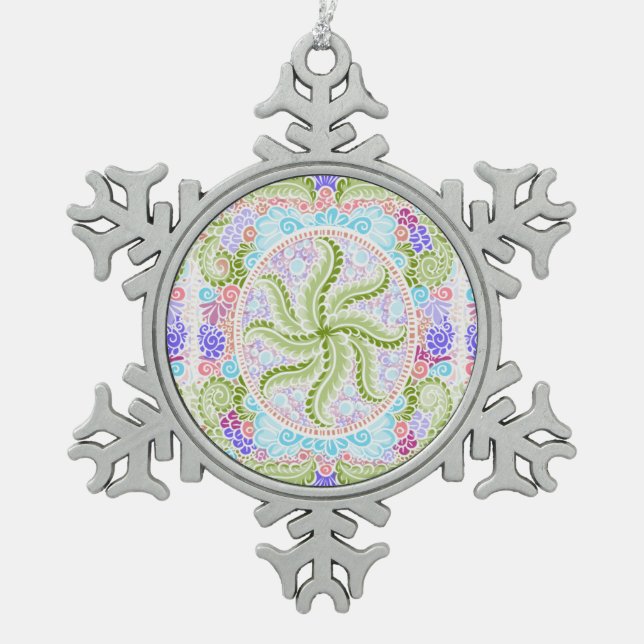 Ornement Flocon De Neige Pastel Nature Mandala Art (Devant)