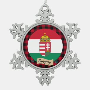 Ornement Flocon De Neige Patriotique Hongrie, plaid de buffle, drapeau hong