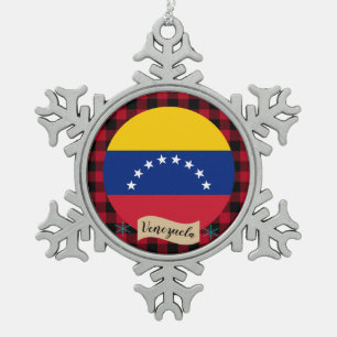 Ornement Flocon De Neige Patriots Venezuela, plaid de buffle, drapeau vénéz
