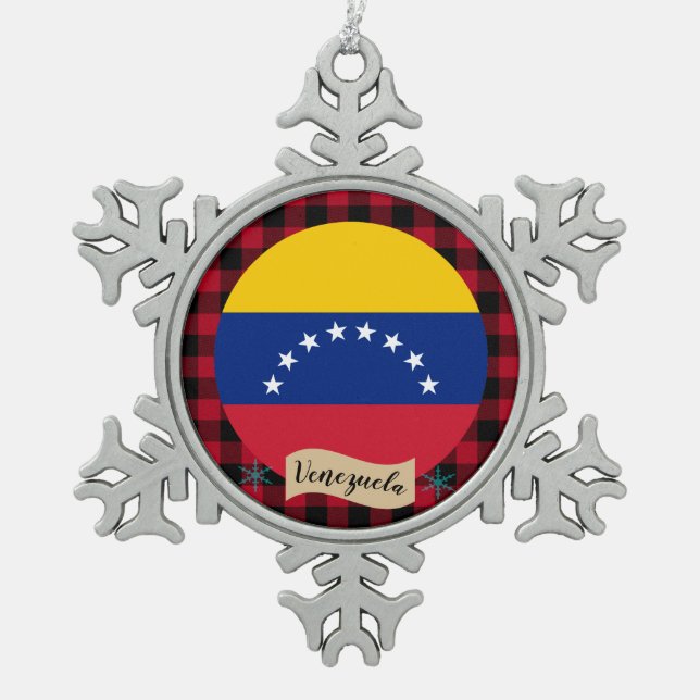 Ornement Flocon De Neige Patriots Venezuela, plaid de buffle, drapeau vénéz (Devant)