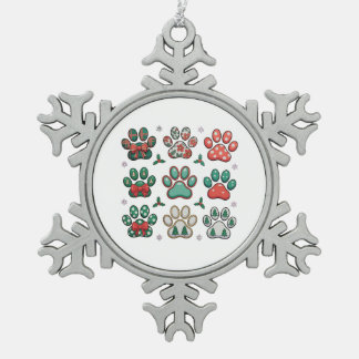 Ornement Flocon De Neige Patte de chien Noël Coquette Bow Arbre de Noël Fam