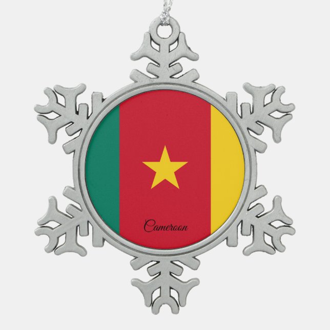 Ornement Flocon De Neige Pavillon Cameroun, drapeau du Cameroun (Devant)