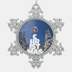 Ornement Flocon De Neige Paysage d'hiver de Noël