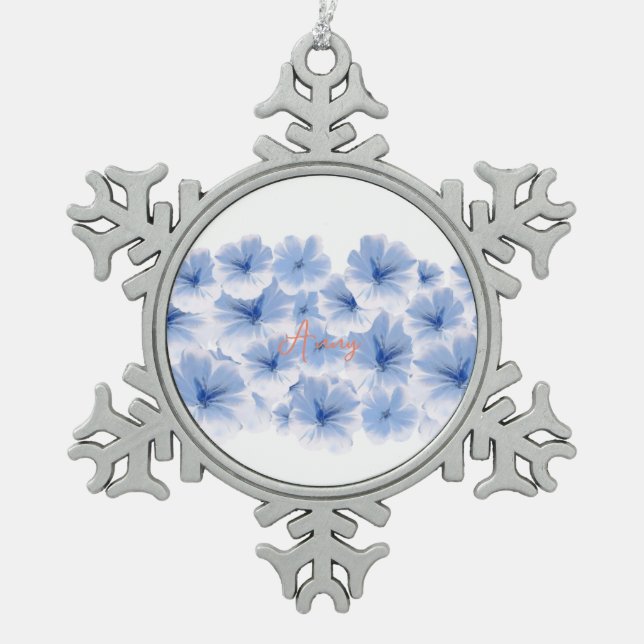 Ornement Flocon De Neige peinture à l'aquarelle d'art bleu (Devant)