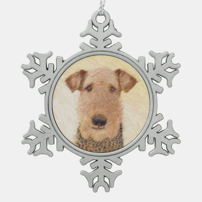 Ornement Flocon De Neige Peinture Airedale Terrier - Cute Original Art (Devant)