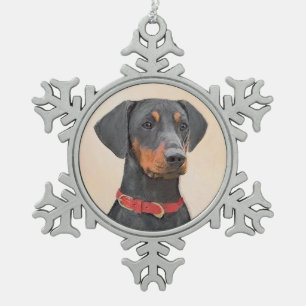 Ornement Flocon De Neige Peinture allemande Pinscher peinture art animal or