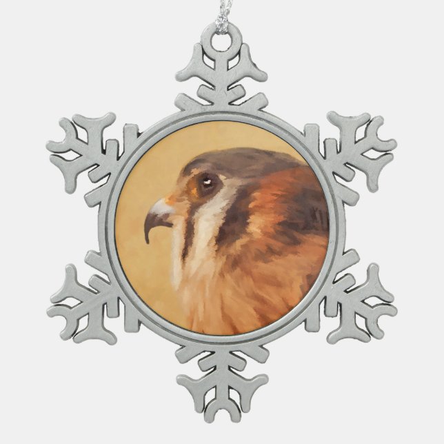 Ornement Flocon De Neige Peinture américaine Kestrel - Art original pour oi (Devant)