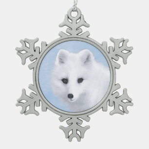 Ornement Flocon De Neige Peinture Arctic Fox - Art original de la faune