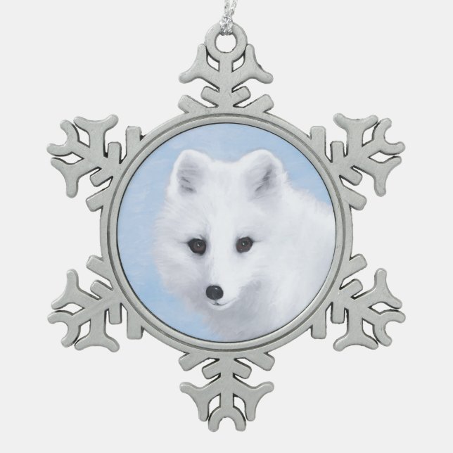 Ornement Flocon De Neige Peinture Arctic Fox - Art original de la faune (Devant)