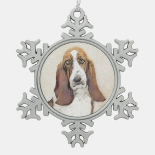 Ornement Flocon De Neige Peinture Basset Hound - Art de chien original mign