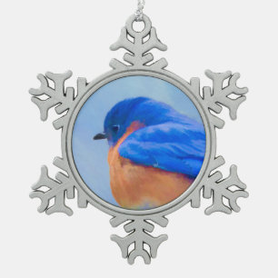 Ornement Flocon De Neige Peinture Bluebird - Art original pour oiseaux