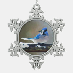Ornement Flocon De Neige Peinture de Geai Bleu - Art Original d'Oiseau