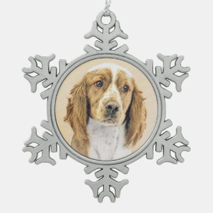 Ornement Flocon De Neige Peinture de Welsh Springer Spaniel - Art original 