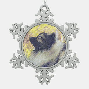 Ornement Flocon De Neige Peinture en teint de Keeshond - jolie art original