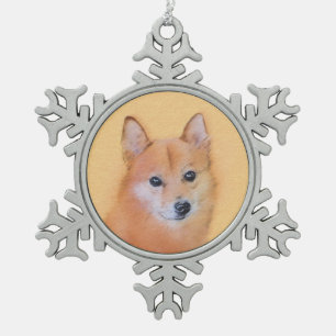 Ornement Flocon De Neige Peinture finlandaise Spitz - Jote Original Chien A