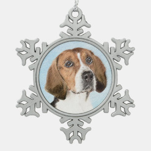 Ornement Flocon De Neige Peinture Foxhound en anglais - Joli art original c