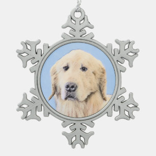 Ornement Flocon De Neige Peinture Golden Retriever - Joli art original chie