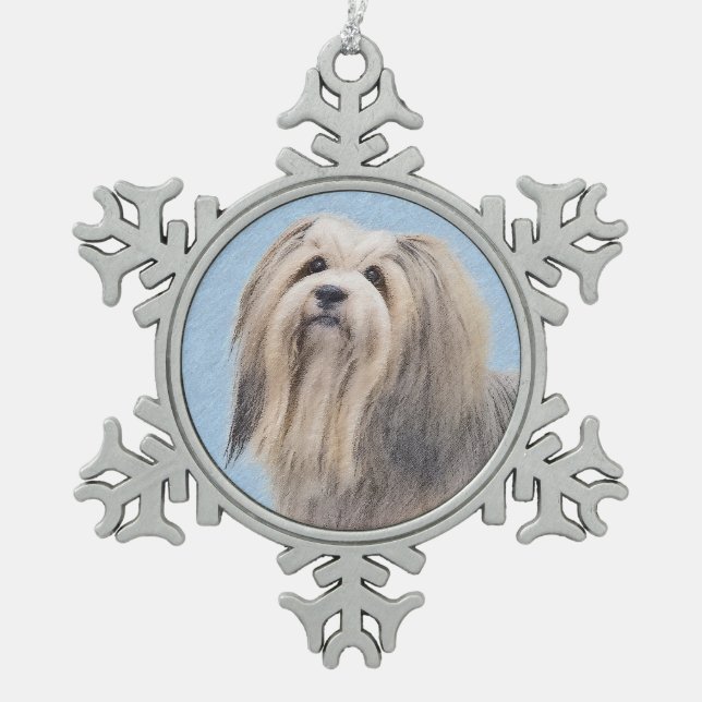 Ornement Flocon De Neige Peinture Havanaise (Argent) - Cute Original Chien  (Devant)