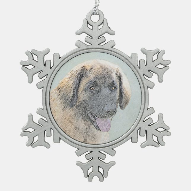Ornement Flocon De Neige Peinture Leonberger - Joli art original chien (Devant)
