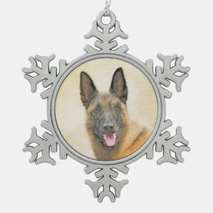Ornement Flocon De Neige Peinture Malinoise belge - Cute Original Chien Art