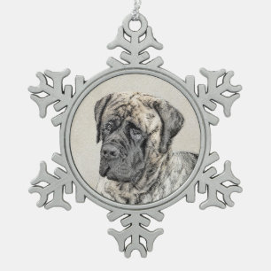 Ornement Flocon De Neige Peinture mastiff anglaise (Brindle) - Dog Art