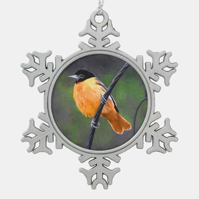 Ornement Flocon De Neige Peinture Oriole - Art Oiseau Original (Devant)