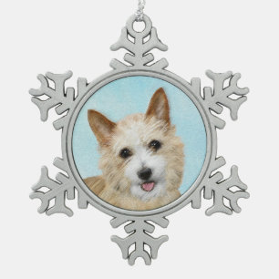 Ornement Flocon De Neige Peinture Podengo Pequeno portugaise - Art original