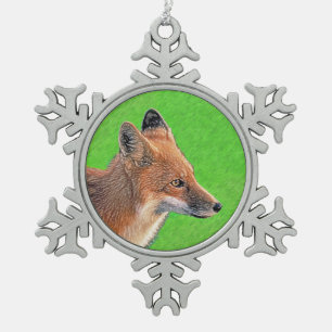 Ornement Flocon De Neige Peinture Red Fox - Art original de la faune