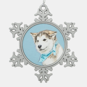 Ornement Flocon De Neige Peinture Sibérienne Husky Puppy - Art Chien origin