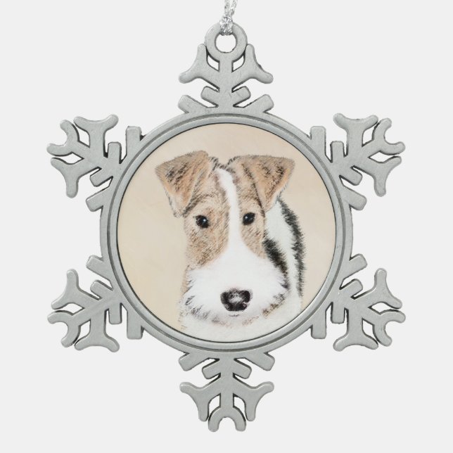 Ornement Flocon De Neige Peinture Terrier de Renard de fil - Cute Original  (Devant)