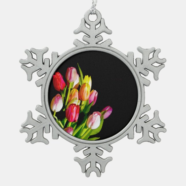 Ornement Flocon De Neige Peinture Tulip - Art Fleur original (Devant)