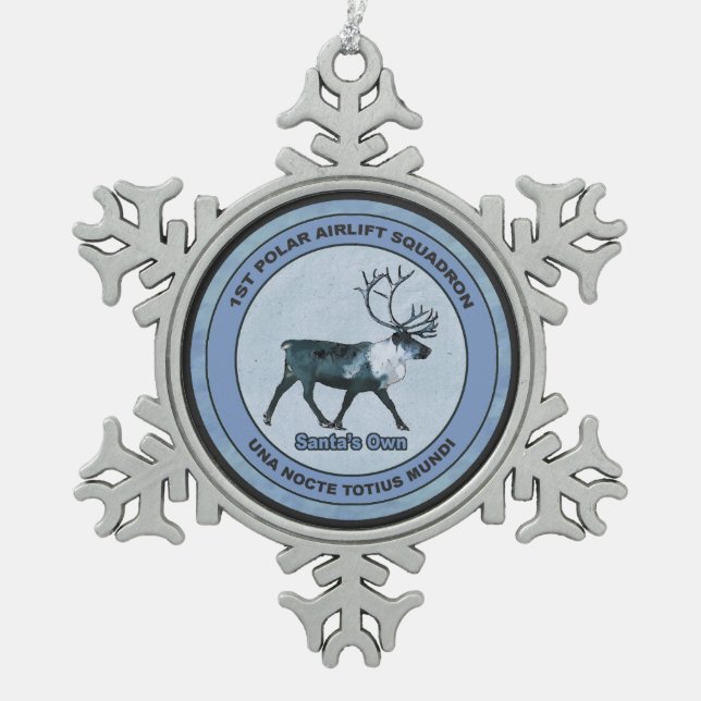 Ornement Flocon De Neige Père Noël 1er Polar Airlift Sqdn - Subduit (Devant)