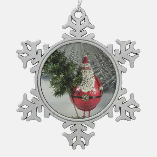Ornement Flocon De Neige Père Noël avec l'arbre (Devant)