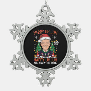 Ornement Flocon De Neige Père Noël drôle Joe Biden Joyeux Euh Euh Noël Laid