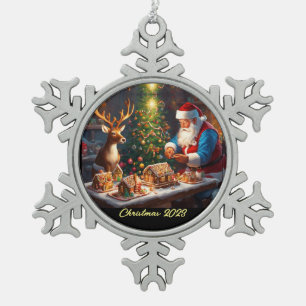 Ornement Flocon De Neige Père Noël et rennes font maison de pain d'épices
