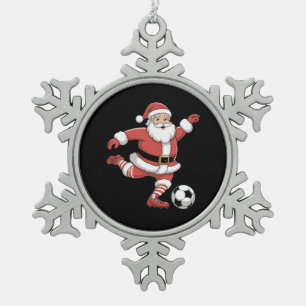 Ornement Flocon De Neige Père Noël Joue au Football Noël Sports