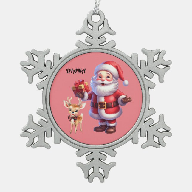ORNEMENT FLOCON DE NEIGE PÈRE NOËL & REINDEER SNOWFLAKE ORNAMENT (Devant)