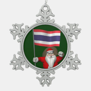 Ornement Flocon De Neige Père Noël Sucré Avec Drapeau De Thaïlande