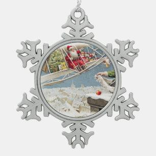 Ornement Flocon De Neige Père Noël Vintage