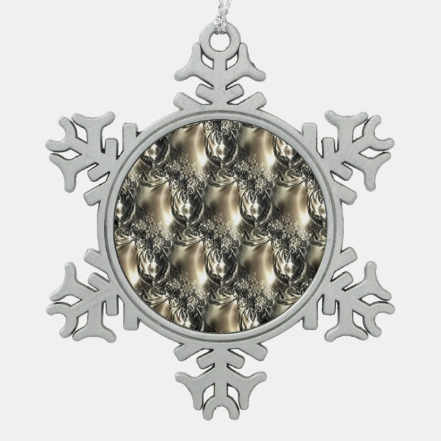 Ornement Flocon De Neige Perles dorées (Devant)