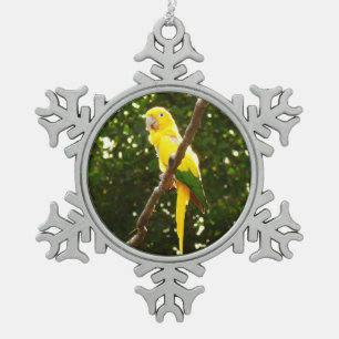 Ornement Flocon De Neige Perroquet jaune